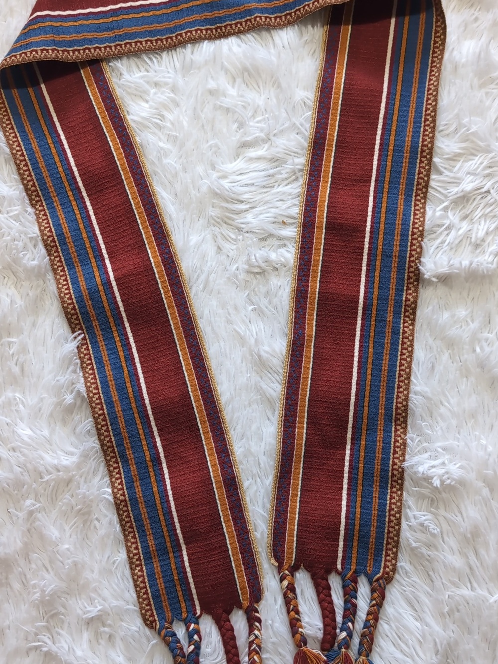 80s Vintage Christian Dior Hand Loomed French Ceintures Striped Sash Tassel Belt - Picture 8 of 11